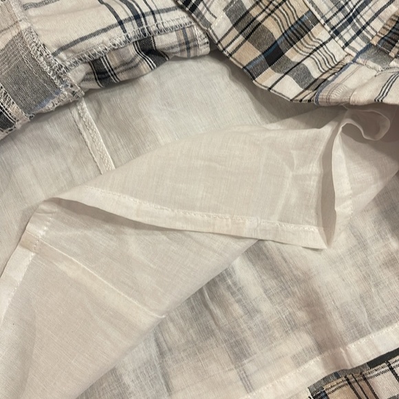 MOVINT M plaid patchwork front zip/button pocketed lined skirt - Picture 7 of 7